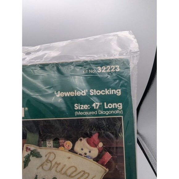 Bucilla Gallery Of Stitches Winter Pals Jeweled Stocking Kit 17" Long - Picture 9 of 10
